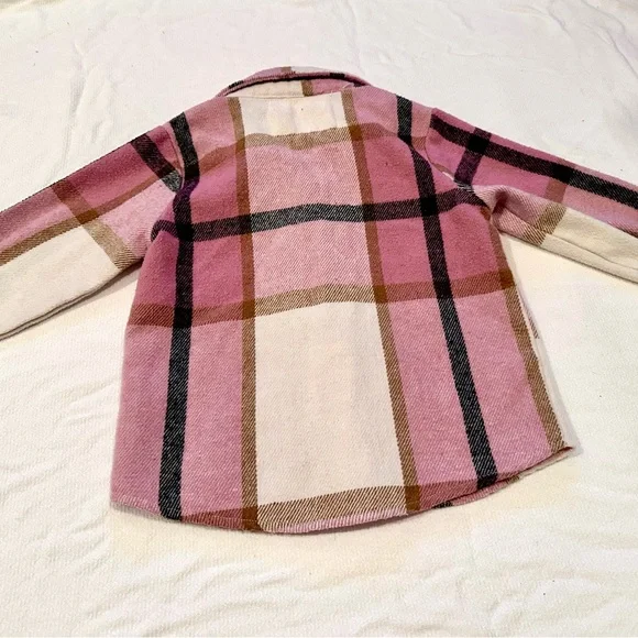 Boutique Brand Modern Roots ~ Toddler Kids Pink Plaid‎ Flannel Shirt - Picture 5 of 6